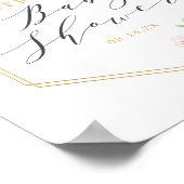 金ゴールド幾何学的赤面フローラベビーシャワーウェルカム ポスター (角)