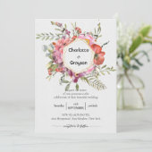 金ゴールド幾何学 |バイオレットフローラ結婚ブーケ 招待状 (スタンド正面)