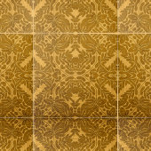 金ゴールド幾何対称フローラとリーフモチーフ タイル