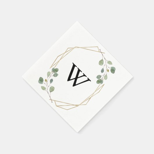 金ゴールド幾何書道モノグラ結婚ム スタンダードカクテルナプキン (角)