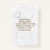 金ゴールド幾何白大理石モダンフォトID バッジ (裏面)