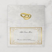 金ゴールド幾何白大理石結婚の折り畳みテーブル プレイスカード (外部開封)