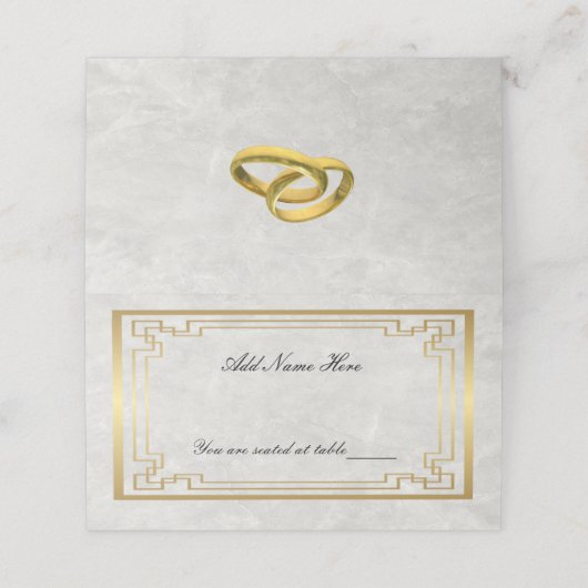 金ゴールド幾何白大理石結婚の折り畳みテーブル プレイスカード (外部開封)