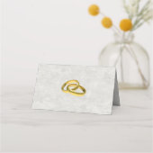 金ゴールド幾何白大理石結婚の折り畳みテーブル プレイスカード (裏面)