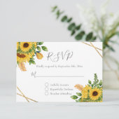 金ゴールド幾何素朴フローラひまわり 出欠カード (スタンド正面)