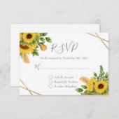 金ゴールド幾何素朴フローラひまわり 出欠カード (正面/裏面)