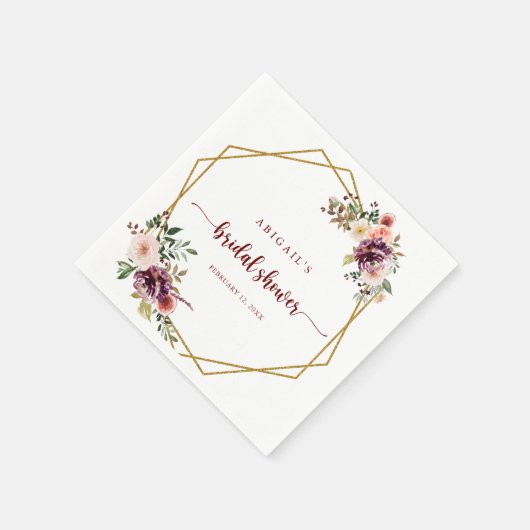 金ゴールド幾何素朴フローラブライダルシャワーナプキン スタンダードカクテルナプキン (角)