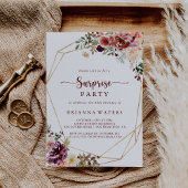 金ゴールド幾何素朴夏フローラ驚きパーティー 招待状