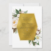 金ゴールド幾何結婚フローラ 招待状 (正面)