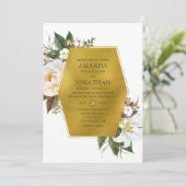 金ゴールド幾何結婚フローラ 招待状 (スタンド正面)