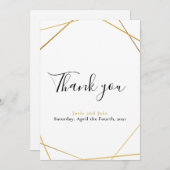 金ゴールド幾何結婚写真サンキューカード サンキューカード (正面/裏面)