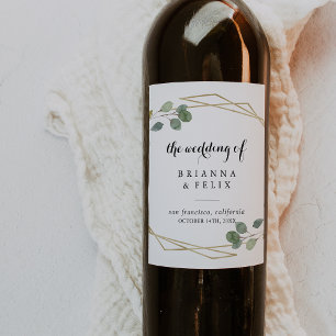 金ゴールド幾何結婚書のワインラベル ワインラベル