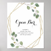 金ゴールド幾何結婚書の開いたバー ポスター (正面)