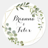 金ゴールド幾何結婚熱帯封筒用シール ラウンドシール (正面)