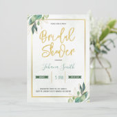 金ゴールド幾何緑化フローラブライダルシャワー 招待状 (スタンド正面)