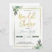 金ゴールド幾何緑化フローラブライダルシャワー 招待状 (正面/裏面)