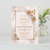 金ゴールド幾何縁ど誕生日パーティー 招待状 (スタンド正面)