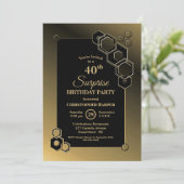 金ゴールド幾何縁ど驚き40歳の誕生日パーティー 招待状 (スタンド正面)