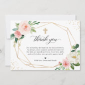 金ゴールド幾何赤面フローラバプティスマス《キリスト教》洗礼式や命名式 サンキューカード (正面)