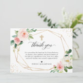 金ゴールド幾何赤面フローラバプティスマス《キリスト教》洗礼式や命名式 サンキューカード (スタンド正面)