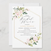 金ゴールド幾何赤面フローラブライダルシャワー 招待状 (正面)