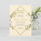 金ゴールド幾何黄色フローラブライダルシャワー 招待状 (スタンド正面)