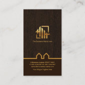 金ゴールド建物ウッドテクスチャハンドマン 名刺 (裏面)