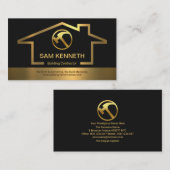 金ゴールド建物フレーム建築ビルダー 名刺 (正面/裏面)