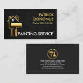 金ゴールド建物ブラシ(黒いテクスチャ上グランジ) 名刺 (正面/裏面)