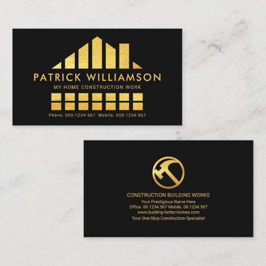 金ゴールド建物建築財団 名刺 (正面/裏面)