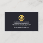 金ゴールド建物電気アイコン電源ライン 名刺 (裏面)
