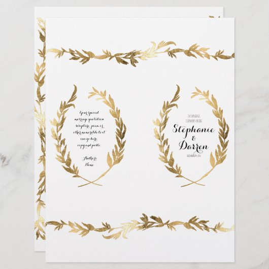 金ゴールド式プログラムオリーブ月桂樹リーフリース (正面/裏面)