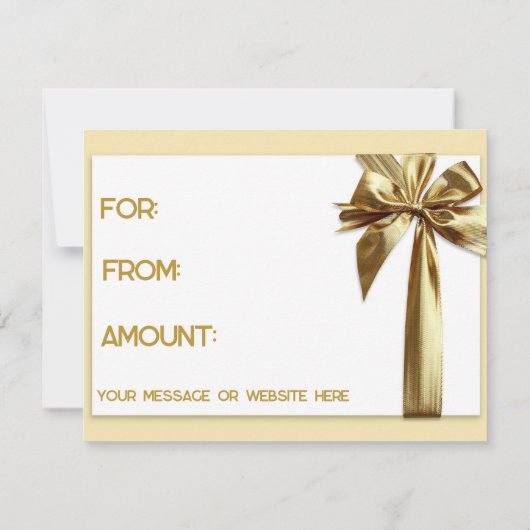 金ゴールド弓の編集可能なギフト証明書 (裏面)