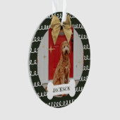 金ゴールド弓グリーンホワイト旋回パターンドッグボーン写真 オーナメント (正面)