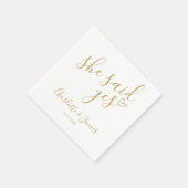 金ゴールド彼女はYes婚約パーティラブハート スタンダードカクテルナプキン (角)