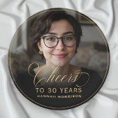 金ゴールド応援から30年カスタムの写真誕生日 ペーパープレート