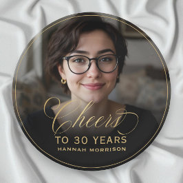 金ゴールド応援から30年カスタムの写真誕生日 ペーパープレート