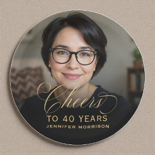 金ゴールド応援から40年カスタムの写真誕生日 ペーパープレート
