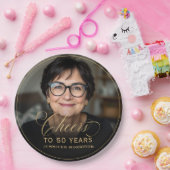 金ゴールド応援から50年カスタムの写真誕生日 ペーパープレート (パーティー)