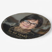 金ゴールド応援から50年カスタムの写真誕生日 ペーパープレート (アングル)