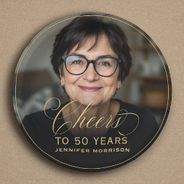 金ゴールド応援から50年カスタムの写真誕生日 ペーパープレート