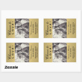 金ゴールド応援を愛結婚のフォトワインボトル 長方形シール (シート)