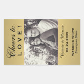 金ゴールド応援を愛結婚のフォトワインボトル 長方形シール (正面)