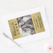 金ゴールド応援を愛結婚のフォトワインボトル 長方形シール (封筒)