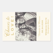 金ゴールド応援を愛結婚のフォトワインボトル 長方形シール (正面)