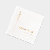 金ゴールド応援タイポグラフィミニマル結婚リスト 箔ナプキン (左)