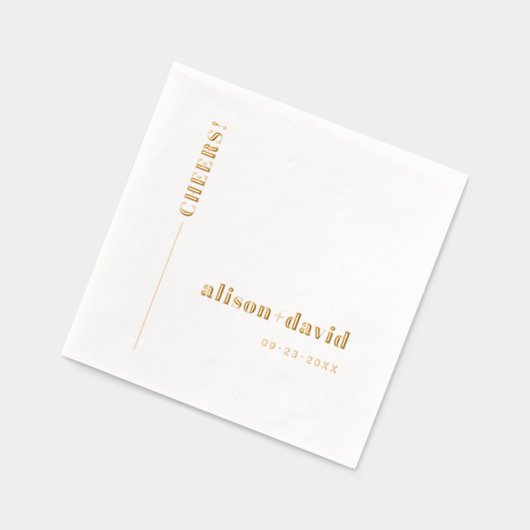 金ゴールド応援タイポグラフィミニマル結婚リスト 箔ナプキン (左)