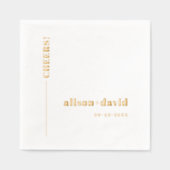 金ゴールド応援タイポグラフィミニマル結婚リスト 箔ナプキン (正面)