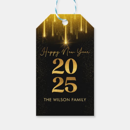 金ゴールド応援新年ファミリーホリデーギフトラベル ギフトタグ (正面)