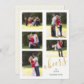 金ゴールド応援2024年新年の写真コラージュ シーズンカード (正面/裏面)